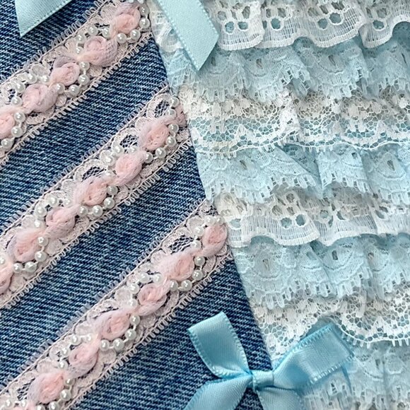 Vintage Bunny Lace Corset Top – Cottagecore Coquette Aesthetic - Picture 4 of 8